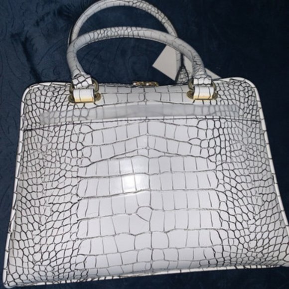 White " Crocodile " Croc Leather Handbag - Picture 1 of 6